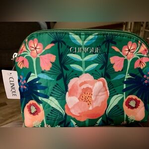 Clinique Green Floral Cosmetic Bag